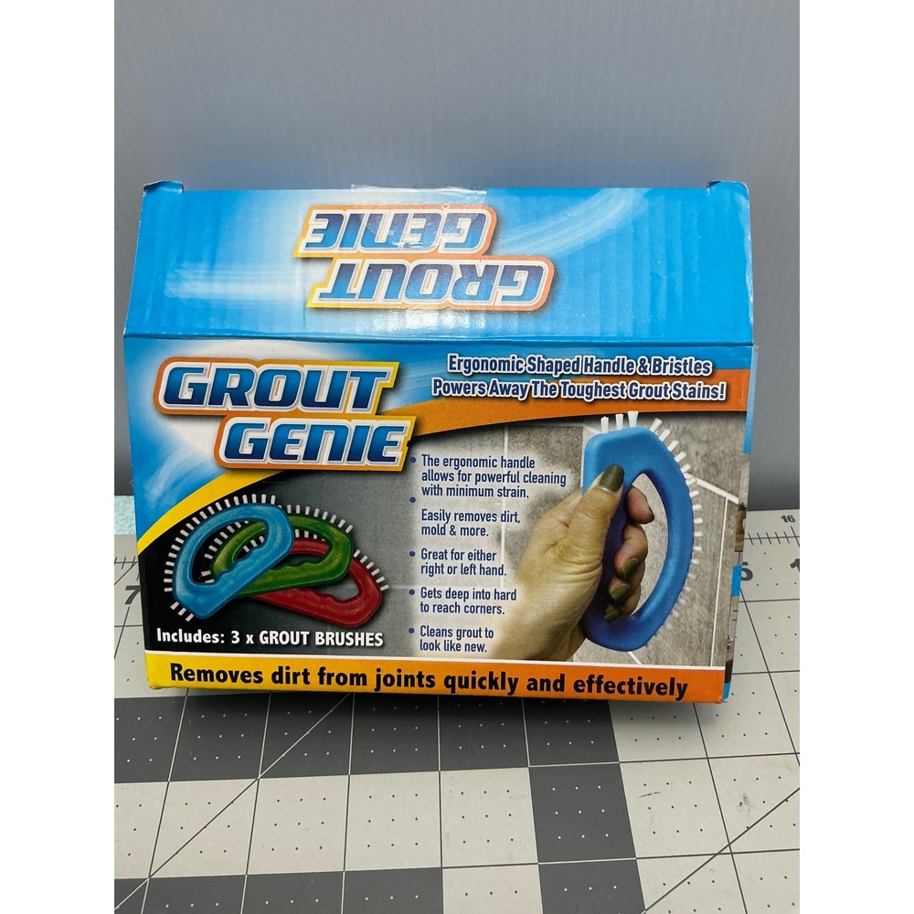 Grout Genie Ergonomic Tile and Grout Cleaning Brushes Set of 2 Pink Green